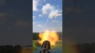 Shooting RC Plane into pieces, with M134 mini gun with plastic bullets     Columbia War Machine