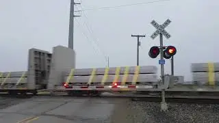 NS 4754 Leads Manifest South | CR 40 Railroad Crossing, Butler, IN