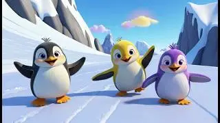 Five Little Penguins Slide Slide Slide | Winter Animal Song & Counting for Kids