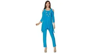 Slinky Brand ColdShoulder Tunic and Pant Set
