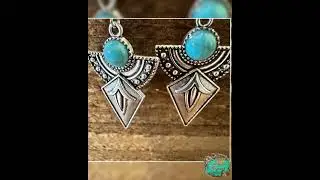 Boho Hippie Vintage Arrow Dangle Wire Earrings, Turquoise Stone, Gift Box