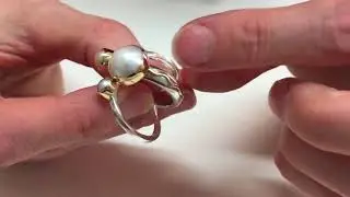 Set of Silver, Gold, Pink and White Pearl Rings by Leigh Fotheringham Jewellery
