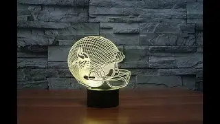 Minnesota Vikings cap helmet 3D NFL led night light