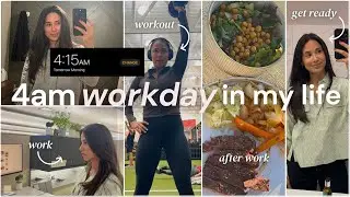 my 4am morning routine // office job, marketing, full body workout, healthy habits and girl talk