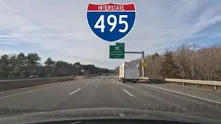⁴ᴷ⁶⁰ Driving Interstate 495 (Blue Star Memorial Highway) from Foxborough, MA to Medway, MA