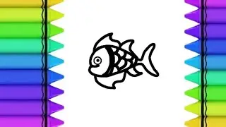 How to draw easy fish drawing Step by step for kids & toddlers 