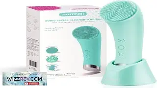 PRITECH Silicone Face Scrubber Rechargeable Facial Cleansing Brush with Heat Massage End