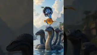 Little Krishna and Kaaliya the snake 💫 #shorts #LittleKrishna #Cartoon #ShortsFeed