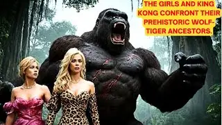 Epic Showdown: The girls and King Kong confront their prehistoric wolf-tiger ancestors.