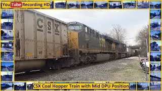 CSX Coal Hopper Train with Mid-DPU Position - YouTube Recording HD