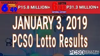 PCSO Lotto Results Today January 3, 2019 (6/49, 6/42, 6D, Swertres, STL & EZ2)