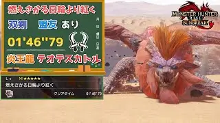 【MHR:SB】燃えさかる日輪より紅く　01'46''79　炎王龍テオテスカトル　双剣　盟友あり　【ps5版】