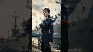 Taiwanese Female Soldier with Warship &ndash; Strength, Sovereignty, and the ROC Navy#shorts #army#war#ai