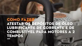 STIHL MS 251 motosserra: Atestar os dep&oacute;sitos de &oacute;leo lubrificante da corrente e de combust&iacute;vel