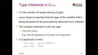 CS1PC C++ Week 3-2-3: The auto type in C++ and type inference at compile time