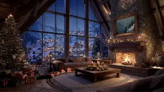 Alpine Christmas with crackling fire. Carols and Jazz mix