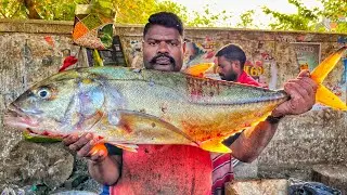 KASIMEDU 🔥 SPEED SELVAM | HUGE TRAVELLY FISH CUTTING VIDEO | 4K VIDEO | KM FISH CUTTING