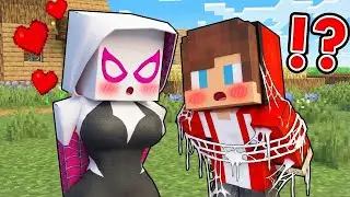 JJ STUCK in Spider WEB of a NEW SPIDER GIRL in Minecraft! Maizen