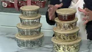 Temp-tations Set of 4 Nestable Glass Storage Set w/ Bamboo Lids on QVC