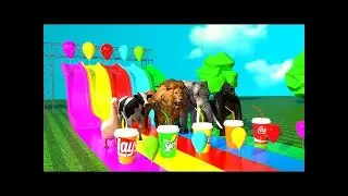 Choose Right Drink with Elephant Mammoth Lion Cow Gorilla Dinosaur Wild Cartoon Duniya