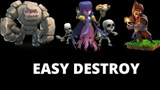 Clash Of Clans| golem + Witch + Super Wizard Easy Destroy