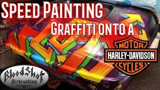 Airbrushing Graffiti onto a Harley-Davidson! Speed Painting Time lapse Video