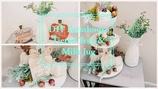 DIY Farmhouse Decor Tiered Trays and Milk Jug | DIY Dollar Tree Fall Decor