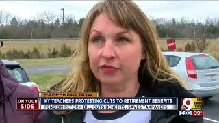Kentucky teachers protest cuts to retirement benefits