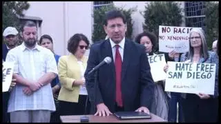 San Diego Deputy District Attorney, Oscar Garcia, talks at the Hate Free San Diego Press Conference