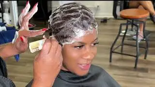 Watch Me Finger Waves and Curls on Pixie Cut using Mane Coconut Foam