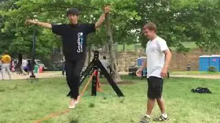 Guys Trying to Walk a Slackline in Heels for the First Time