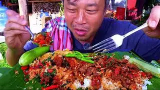 🔥 Mukbang Crispy Fried Pork + Super Spicy Basil Beef Stir-Fry 🌶️ | Insanely Delicious & Fiery Hot! 