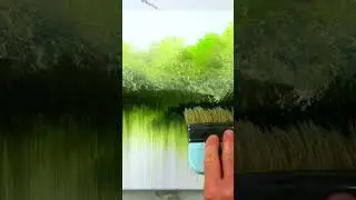 How to paint 🎨 beautiful 🤩 green water 💧 reflection #acryliclandscape #landscapepainting #art