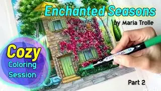 Finishing coloring an Italian Stone House With Alcohol Markers and Prisma pencils. PART 2 