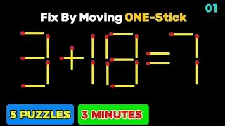 ​​5 Matchstick Puzzles in 3 Minutes! 🧠 | Episode 01