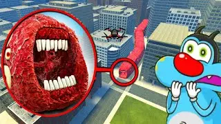 Oggy's Drone Catches TRAIN EATER in Big City ( Garry's Mod sandbox) with Jack