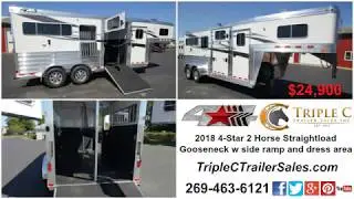 2018 4-Star 2 Horse Straightload Gooseneck Trailer w side ramp and dress area