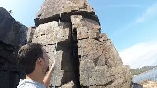 Climbing Rock Lobster at Otter Cliff in Acadia National Park Maine