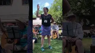 Noon time sing-along at Friends General Conference Gathering at Haverford College, July 2024