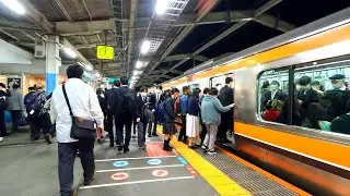 【4K60】新松戸駅構内を散歩！帰宅ラッシュ時！【常磐線＆武蔵野線】