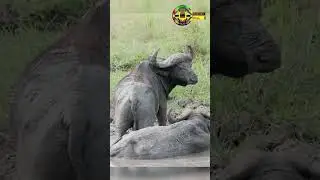 African Buffalo Mud bath #shorts #animalshorts  #animals #africananimals4k
