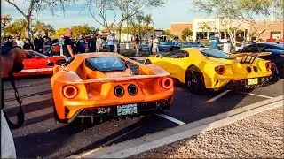 SCOTTSDALE CARS AND COFFEE | APRIL 2018 | 2 FORD GTS, 6X6, BUGATTI, ENZO - CAR VIEWS