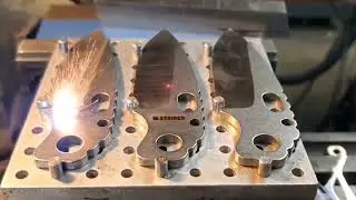 Deep laser engraving blades for Mick Strider Custom Knives