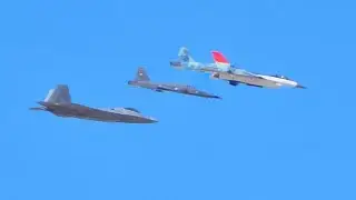US Air Force/New 4-Jet Formation Heritage Flight Course (2025) F-22 Raptor F-16 Viper & 2 F-5s