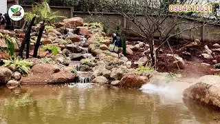Thi c&ocirc;ng hồ koi l&oacute;t bạt tại Đ&agrave; Lạt