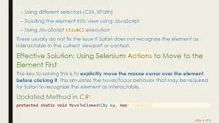 Fixing OpenQA.Selenium.ElementNotInteractableException on Safari with Selenium WebDriver