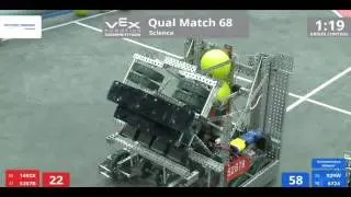 VEX Worlds 2016 - VRC High School - Science - Qual 68 (1492X 5267B) 182 vs 186 (929W 6724)