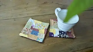 Scrap Fabric Project: Sew coasters from fabric scraps | Hand sewing | Yuu Pham
