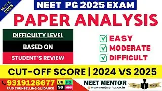 NEET PG 2025 Exam 🔥 Paper Difficulty Level as per Candidates Feedback 🔥 Qualifying Cut Off Score 