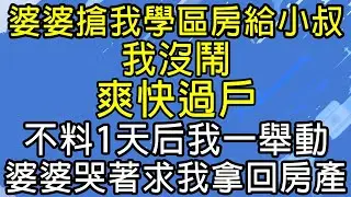 婆婆搶我學區房給小叔！我沒鬧，爽快過戶！不料1天后我一舉動！婆婆哭著求我拿回房產！#糖糖故事匯#為人處世#生活經驗#故事#小說#情感#婚姻